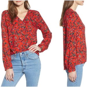 Hinge Lace Stripe V-Neck Blouse